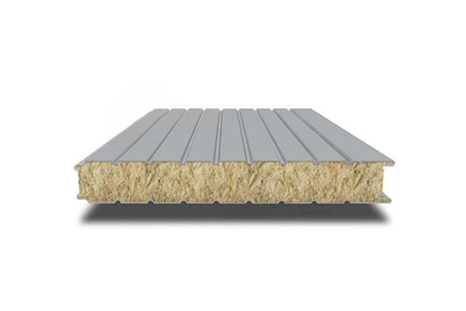 Стеновая сэндвич-панель с минеральной ватой, 1200х80 мм, 0.5/0.5, Полиуретан глянец